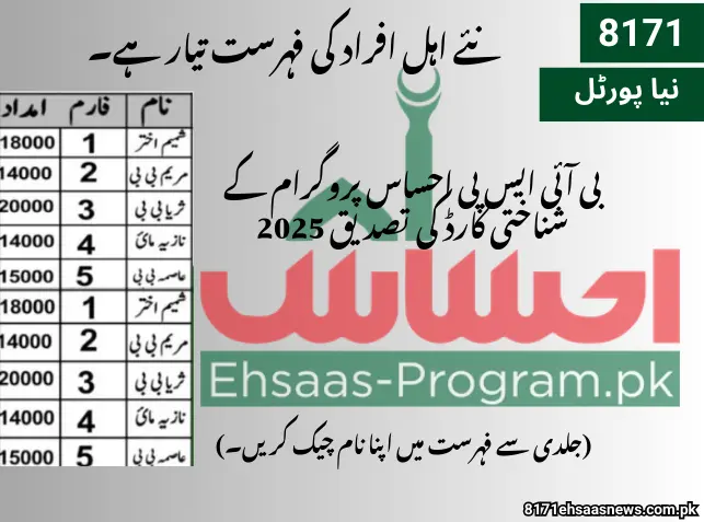 Ehsaas 8171 Program 2025: The Best And Complete Guide to Rs. 25,000 CNIC Verification Online